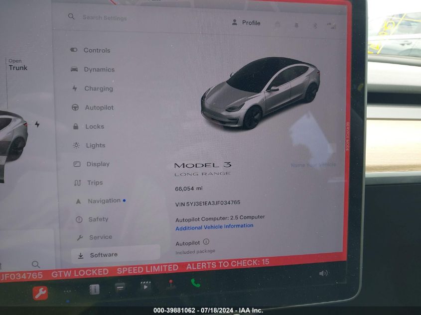 2018 TESLA MODEL 3 LONG RANGE/MID RANGE - 5YJ3E1EA3JF034765