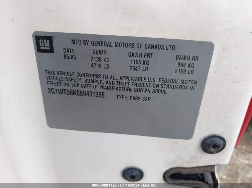 2G1WT58K869401338 2006 Chevrolet Impala Lt