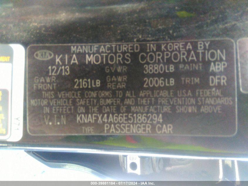 2014 KIA FORTE LX - KNAFX4A66E5186294