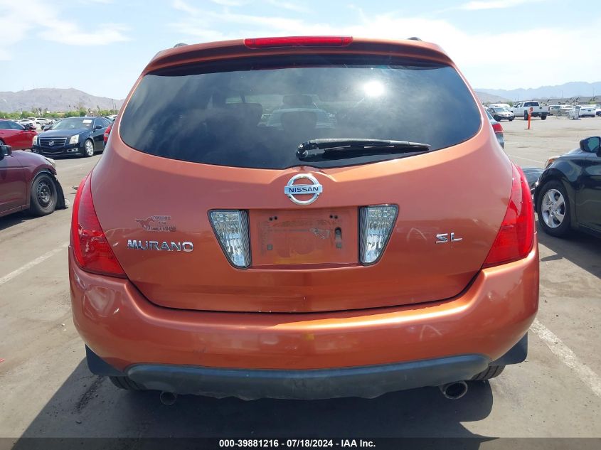 2005 Nissan Murano Sl VIN: JN8AZ08T85W302332 Lot: 39881216