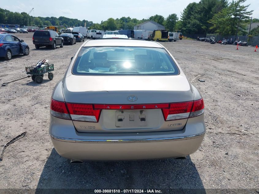 2006 Hyundai Azera Limited/Se VIN: KMHFC46FX6A040038 Lot: 39881510