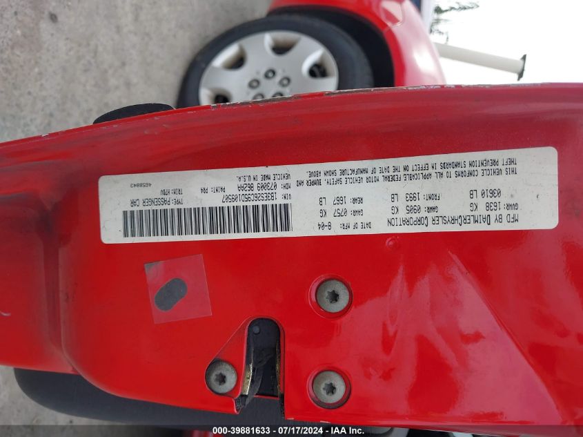 2005 Dodge Neon Se VIN: 1B3ES26C95D109507 Lot: 39881633