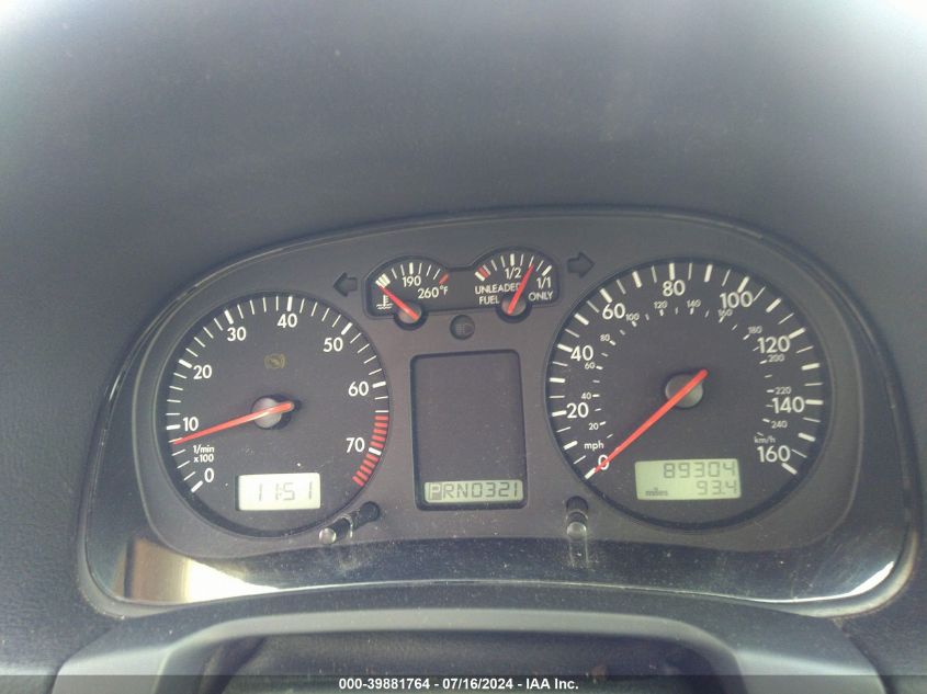 2001 Volkswagen Jetta Gls VIN: 3VWSK69M81M186541 Lot: 39881764