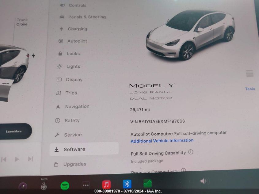 2021 Tesla Model Y Long Range Dual Motor All-Wheel Drive VIN: 5YJYGAEEXMF197663 Lot: 39881978