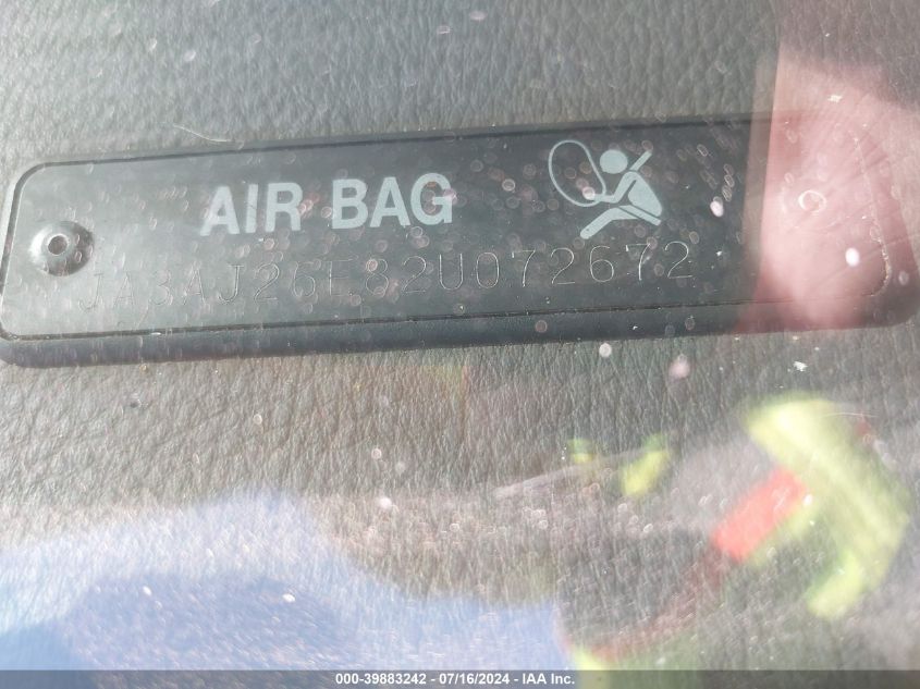 2002 Mitsubishi Lancer Es VIN: JA3AJ26E82U072672 Lot: 39883242