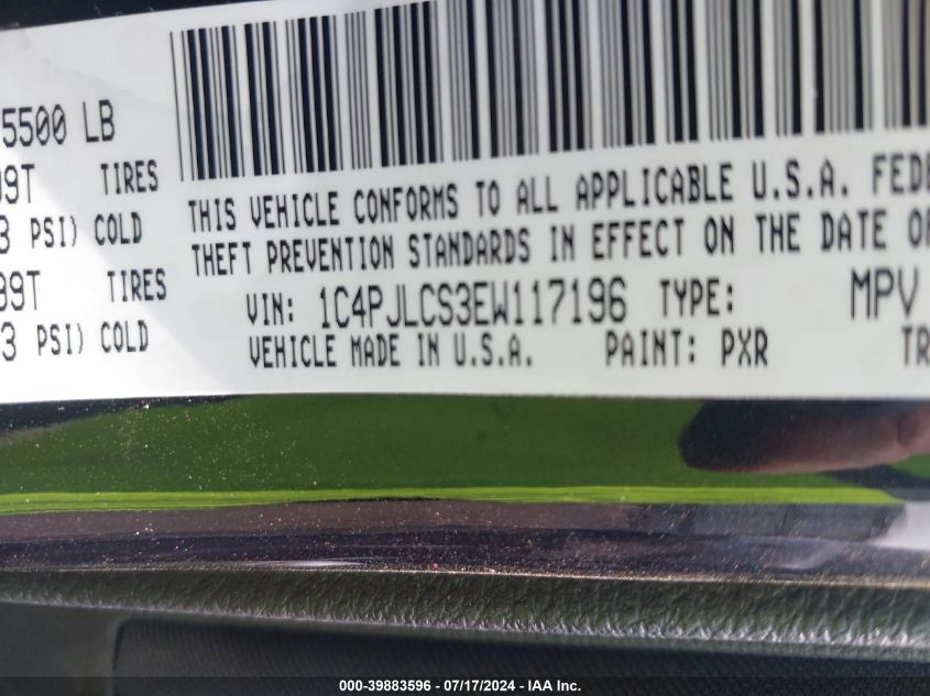 2014 Jeep Cherokee Latitude VIN: 1C4PJLCS3EW117196 Lot: 39883596