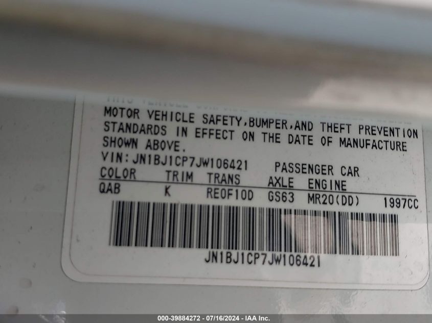 2018 Nissan Rogue Sport Sv VIN: JN1BJ1CP7JW106421 Lot: 39884272