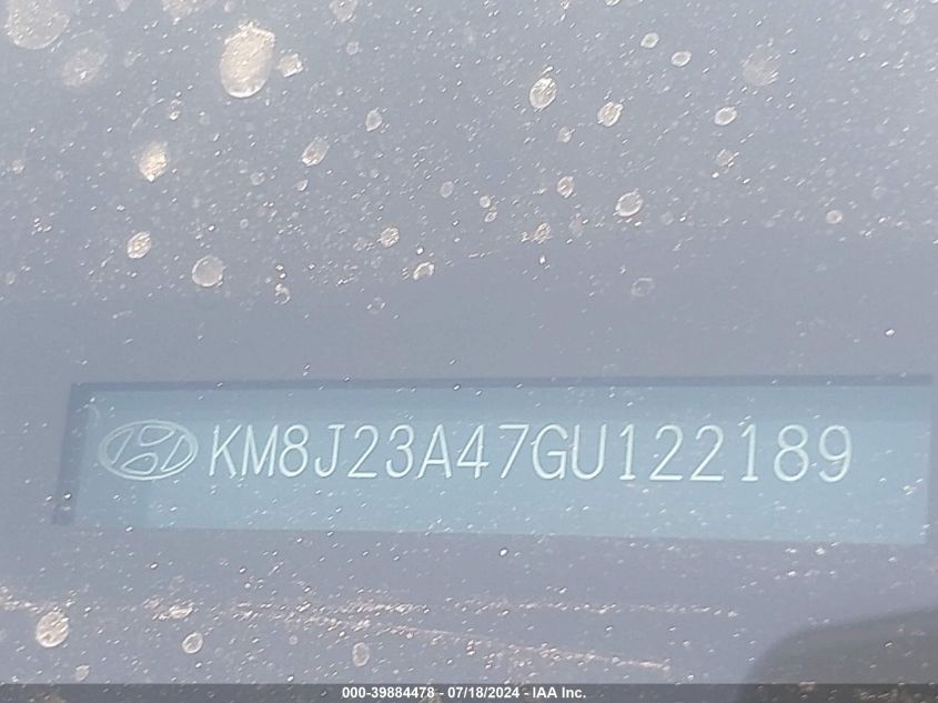 2016 Hyundai Tucson Se VIN: KM8J23A47GU122189 Lot: 39884478