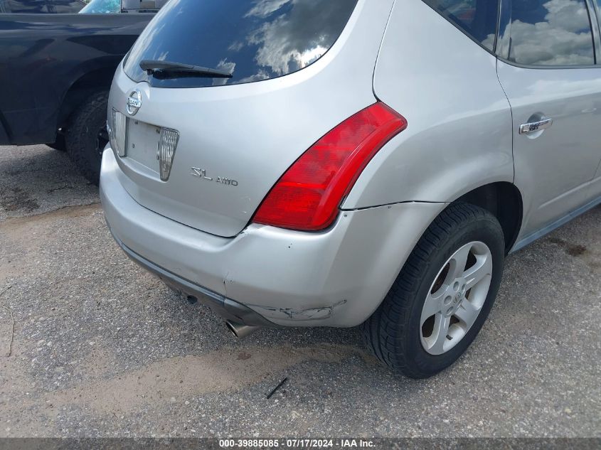 2005 Nissan Murano Sl VIN: JN8AZ08W65W444110 Lot: 39885085