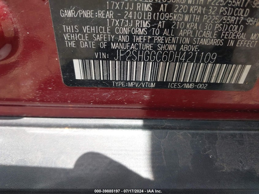 2013 Subaru Forester 2.5Xt Touring VIN: JF2SHGGC6DH421109 Lot: 39885197