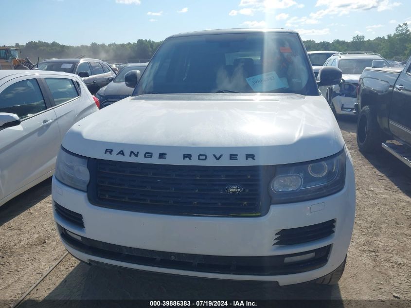 2016 Land Rover Range Rover 3.0L V6 Supercharged Hse VIN: SALGS2VF5GA257802 Lot: 39886383