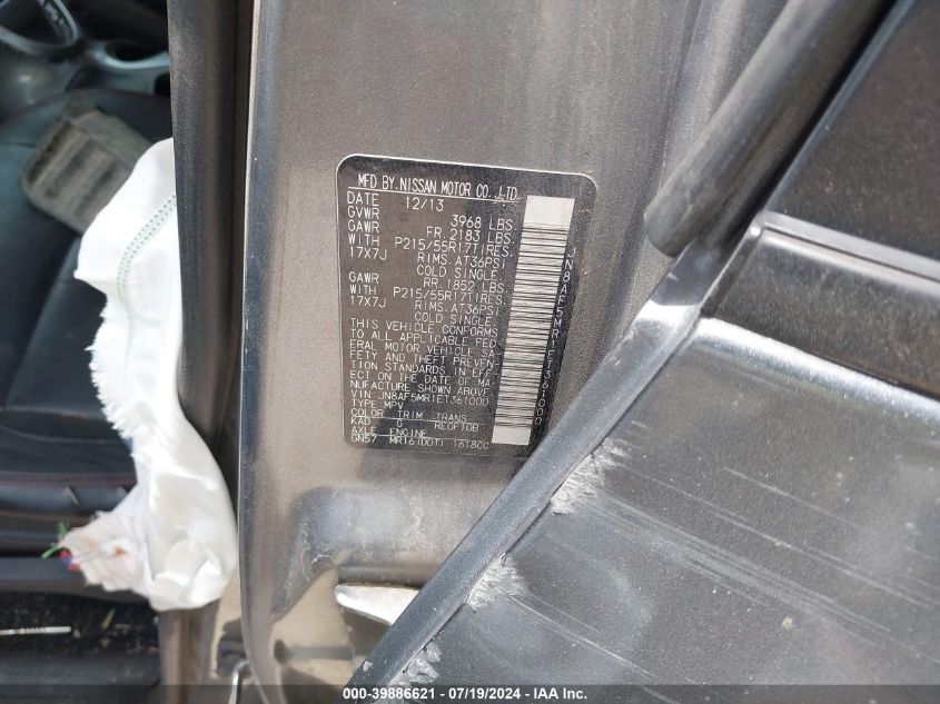 2014 Nissan Juke S/Sv/Sl/Nismo VIN: JN8AF5MR1ET361000 Lot: 39886621