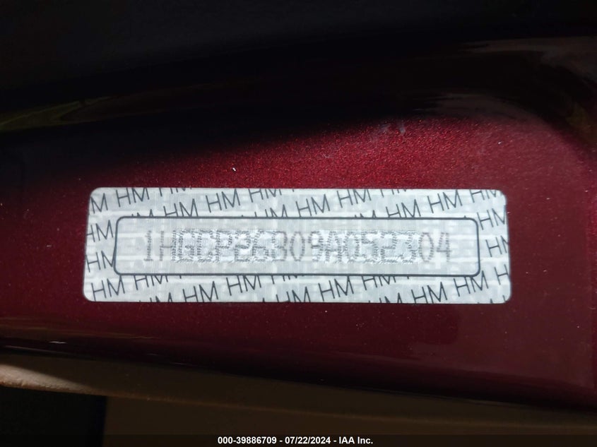 2009 Honda Accord 2.4 Ex-L VIN: 1HGCP26809A052304 Lot: 39886709