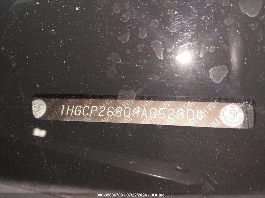 2009 Honda Accord 2.4 Ex-L VIN: 1HGCP26809A052304 Lot: 39886709