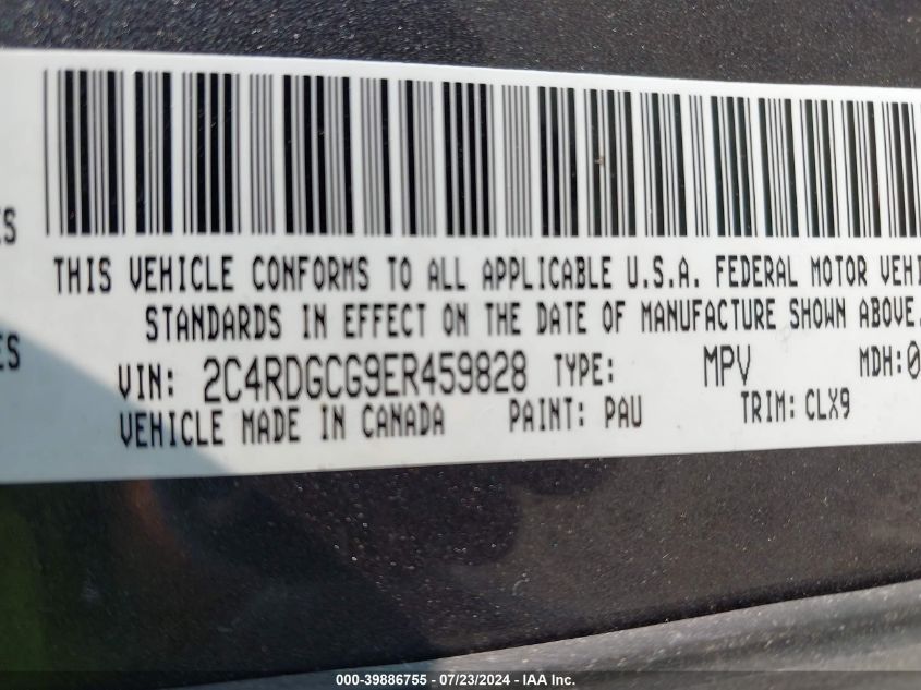 2014 Dodge Grand Caravan Sxt 30Th Anniversary VIN: 2C4RDGCG9ER459828 Lot: 39886755