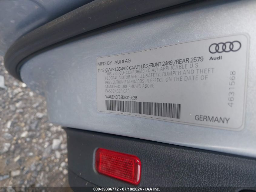 WAUENCF52KA016626 2019 Audi A5 45 Premium