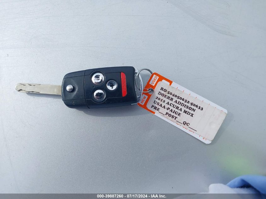 2012 Acura Mdx VIN: 2HNYD2H22CH527332 Lot: 39887260