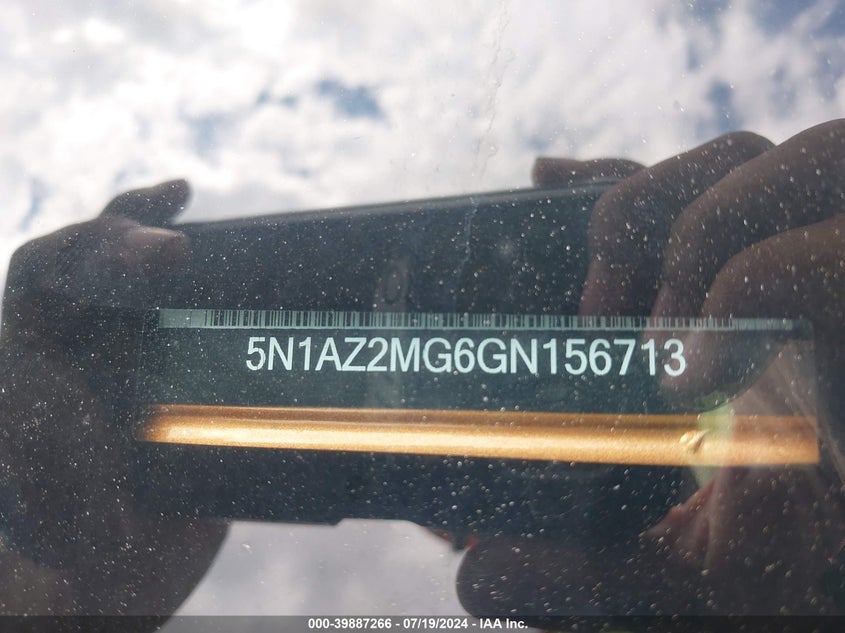 2016 Nissan Murano Platinum VIN: 5N1AZ2MG6GN156713 Lot: 39887266