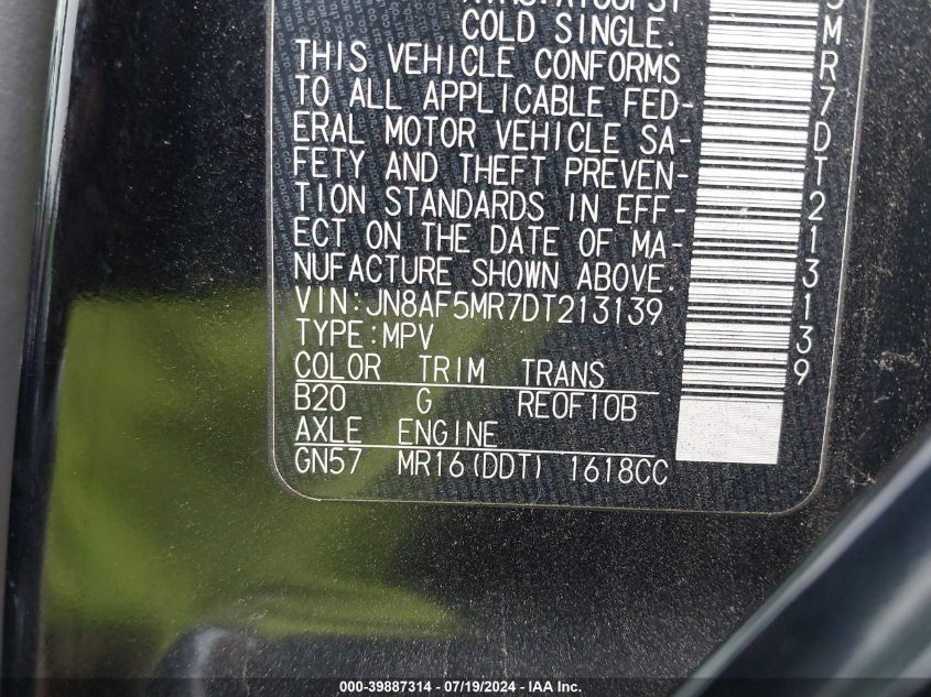 2013 NISSAN JUKE S - JN8AF5MR7DT213139