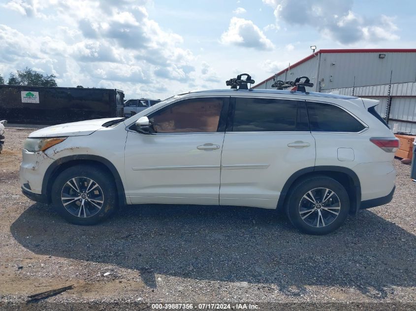 2016 Toyota Highlander Xle V6 VIN: 5TDKKRFH4GS159986 Lot: 39887356