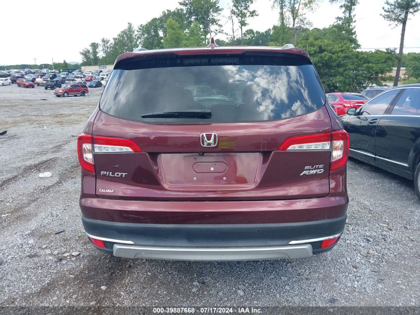 2020 Honda Pilot Awd Elite VIN: 5FNYF6H08LB016736 Lot: 39887668