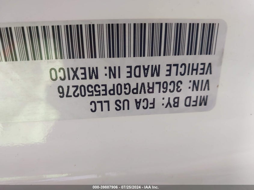 VIN 3C6LRVPG0PE550276 2023 RAM PROMASTER 2500 2500 HIGH