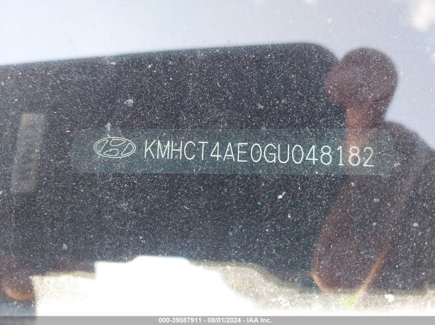 2016 Hyundai Accent Se VIN: KMHCT4AE0GU048182 Lot: 39887911