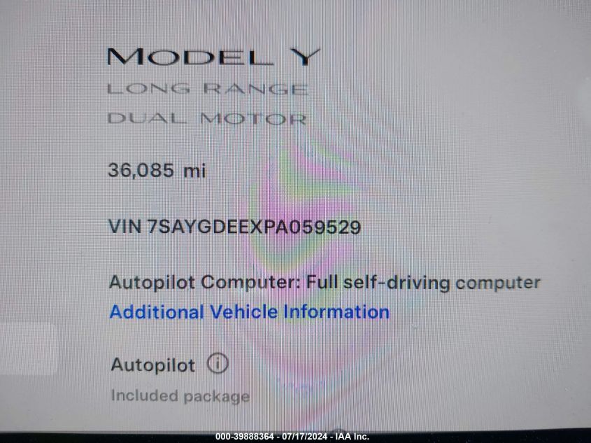 7SAYGDEEXPA059529 2023 Tesla Model Y