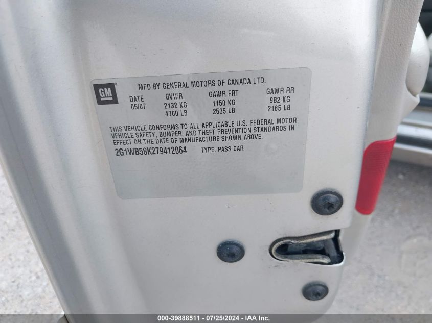 2007 Chevrolet Impala Ls VIN: 2G1WB58K279412064 Lot: 39888511