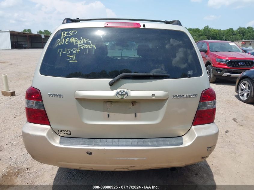 2006 Toyota Highlander VIN: JTEGD21A660141360 Lot: 39888925