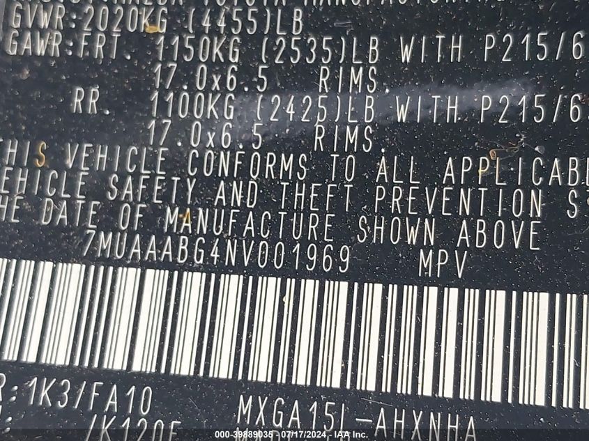 2022 TOYOTA COROLLA CROSS L - 7MUAAABG4NV001969