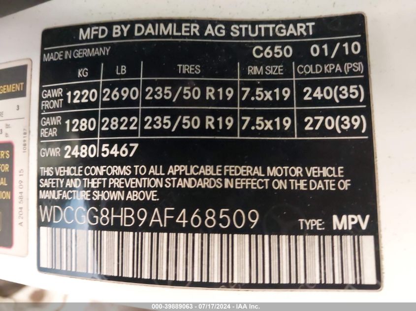 WDCGG8HB9AF468509 2010 Mercedes-Benz Glk 350 4Matic