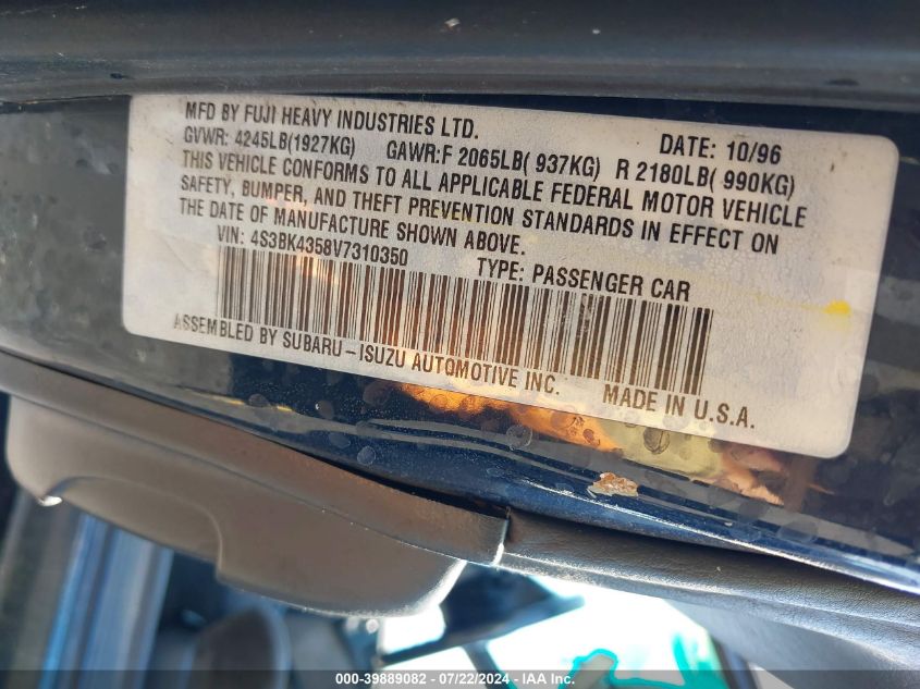 4S3BK4358V7310350 1997 Subaru Legacy L/Postal Right-Hand Drive