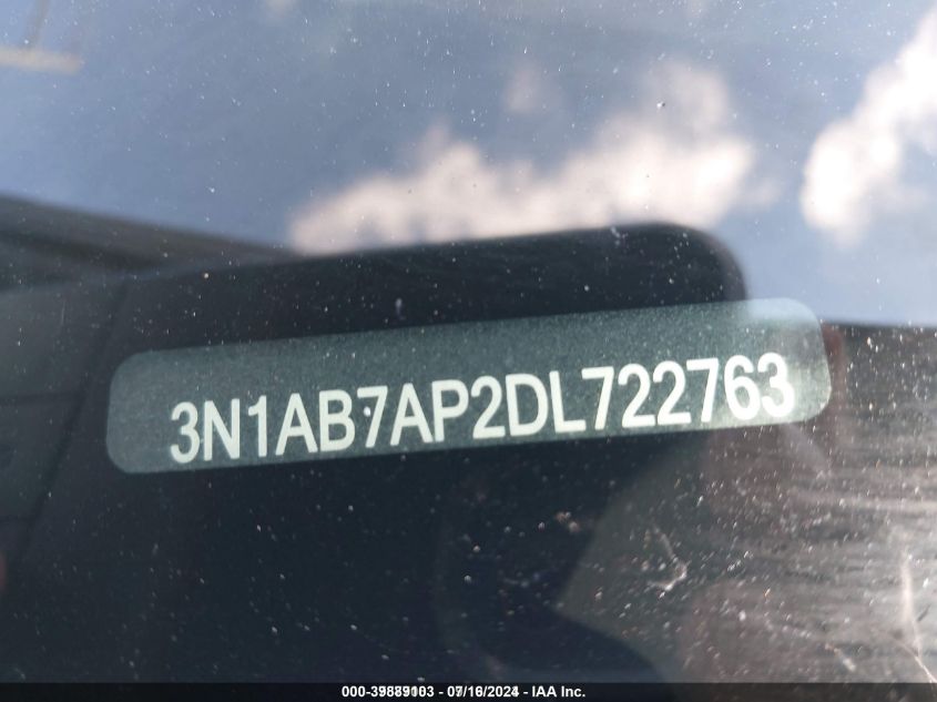 2013 Nissan Sentra Sv VIN: 3N1AB7AP2DL722763 Lot: 39889103