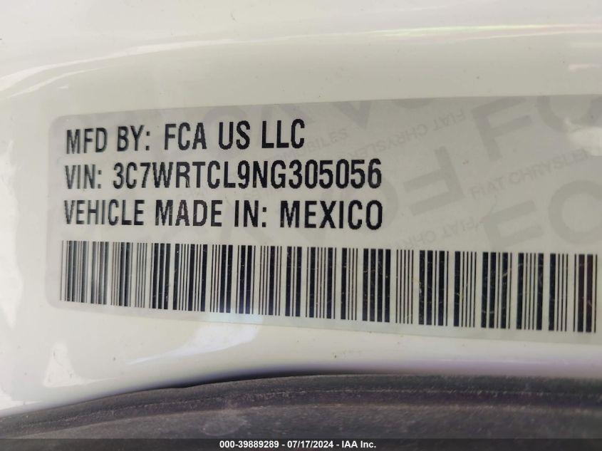 2022 Ram 3500 VIN: 3C7WRTCL9NG305056 Lot: 39889289