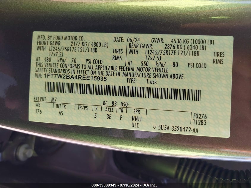 2024 FORD F-250 XL - 1FT7W2BA4REE15935