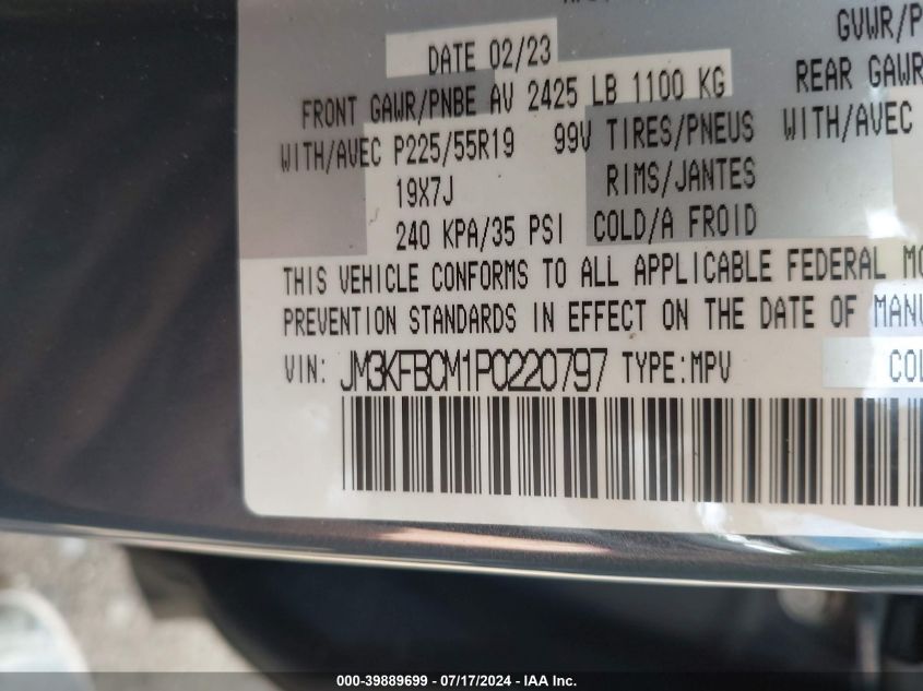 2023 Mazda Cx-5 2.5 S Carbon Edition VIN: JM3KFBCM1P0220797 Lot: 39889699