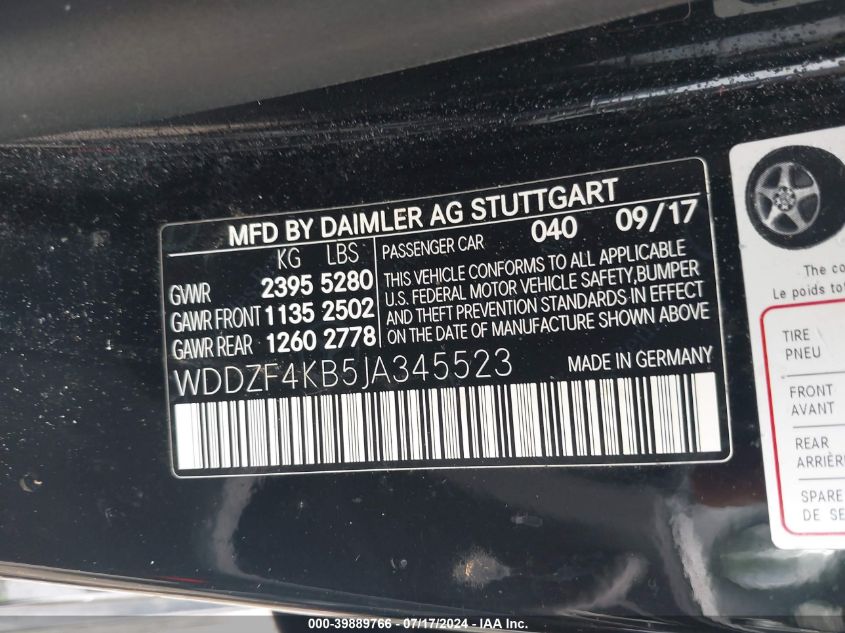 WDDZF4KB5JA345523 2018 Mercedes-Benz E 300 4Matic