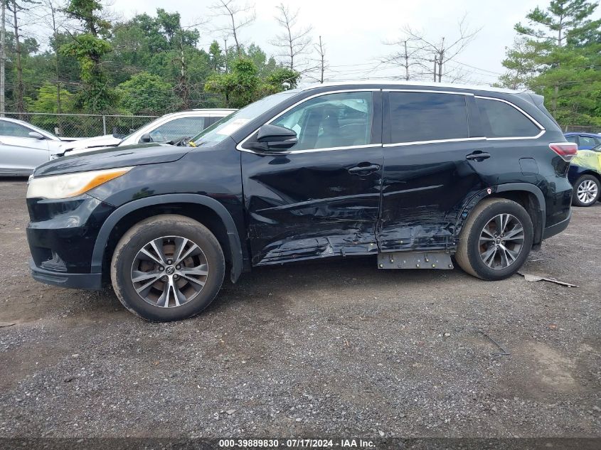 2016 Toyota Highlander Xle VIN: 5TDJKRFH2GS505223 Lot: 39889830