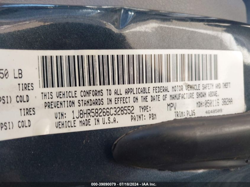 2006 Jeep Grand Cherokee Limited VIN: 1J8HR58266C328552 Lot: 39890079