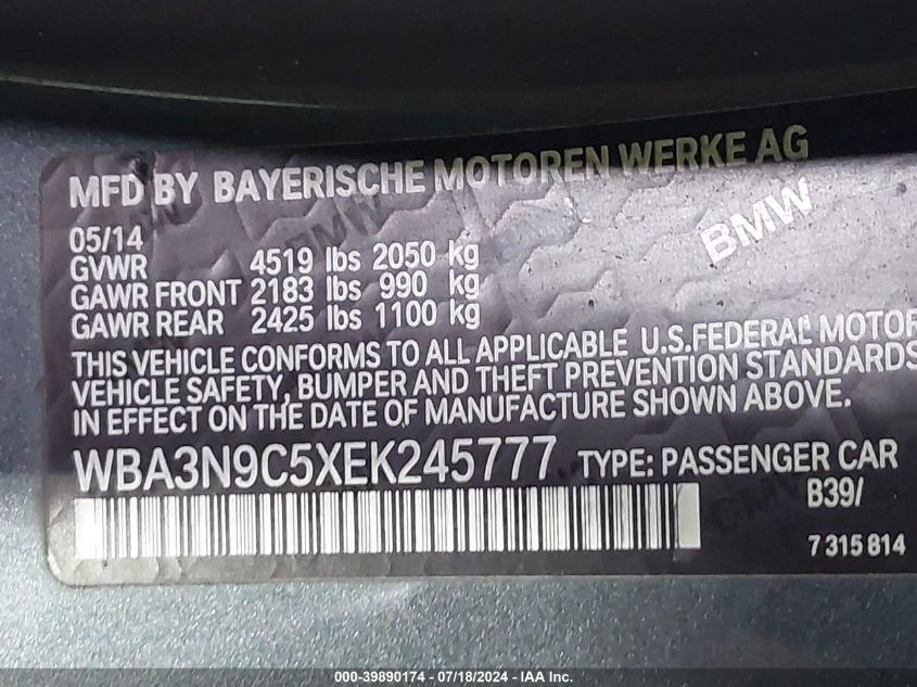 WBA3N9C5XEK245777 2014 BMW 428I xDrive