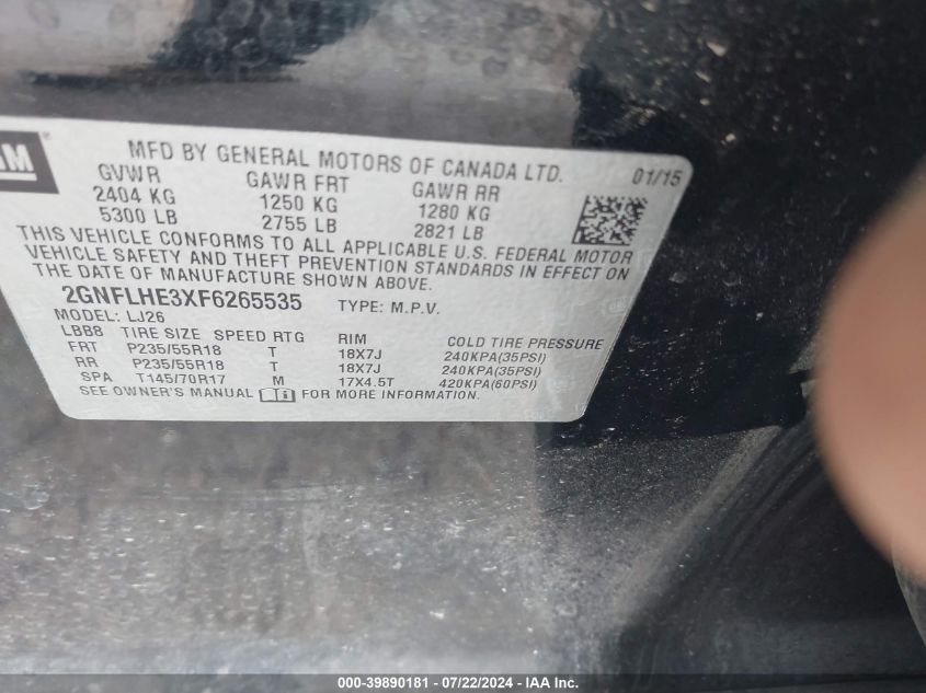 2GNFLHE3XF6265535 2015 Chevrolet Equinox Ltz