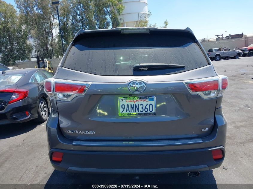 2015 Toyota Highlander Le VIN: 5TDZARFH7FS016272 Lot: 39890228