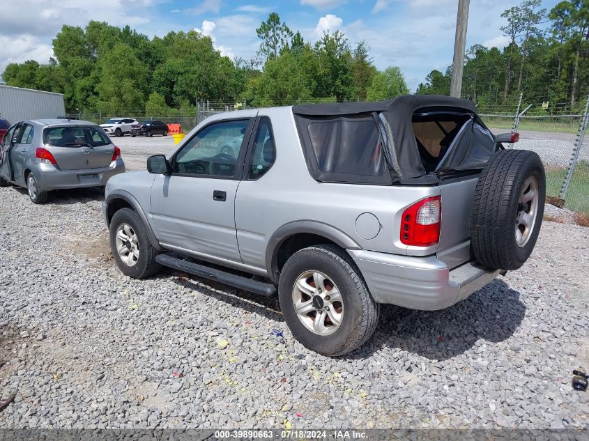 2002 Isuzu Rodeo Sport S 3.2L V6 Hard Top/S 3.2L V6 Soft Top VIN: 4S2CK57W824334971 Lot: 39890663