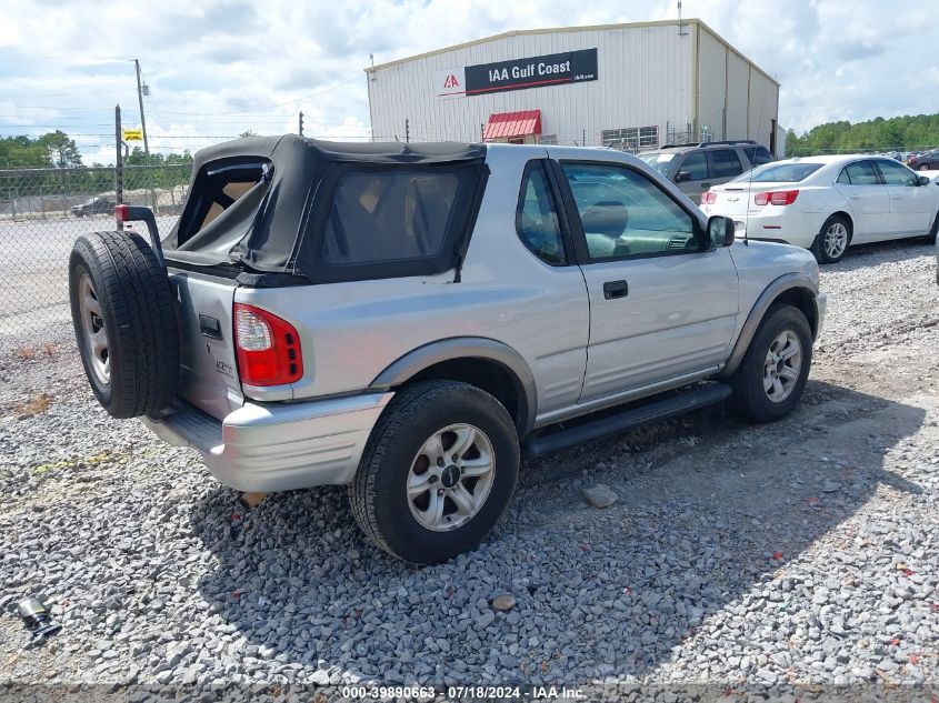 2002 Isuzu Rodeo Sport S 3.2L V6 Hard Top/S 3.2L V6 Soft Top VIN: 4S2CK57W824334971 Lot: 39890663