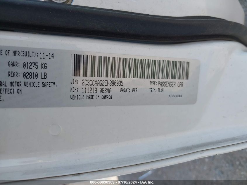 2014 Chrysler 300 VIN: 2C3CCAAG2EH380035 Lot: 39890909