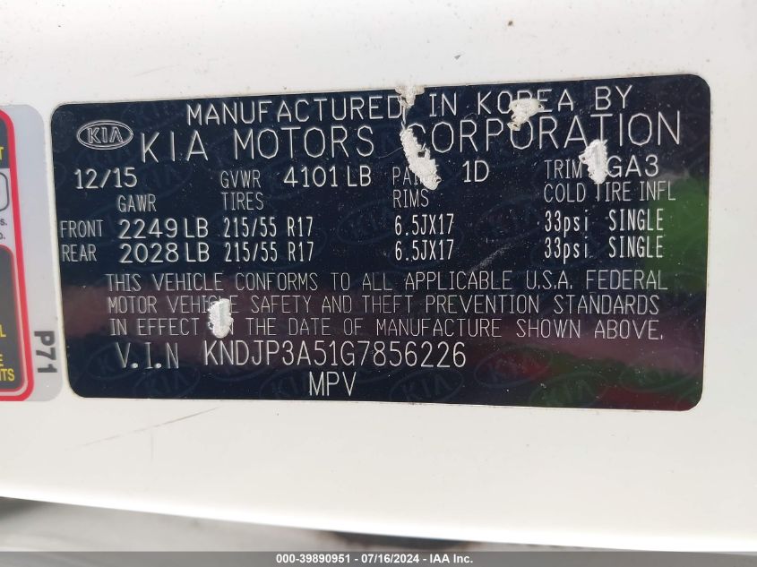 KNDJP3A51G7856226 | 2016 KIA SOUL