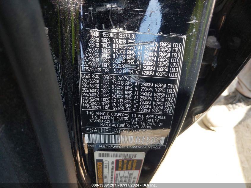 2006 Land Rover Range Rover Supercharged VIN: SALMF13466A200851 Lot: 39891207