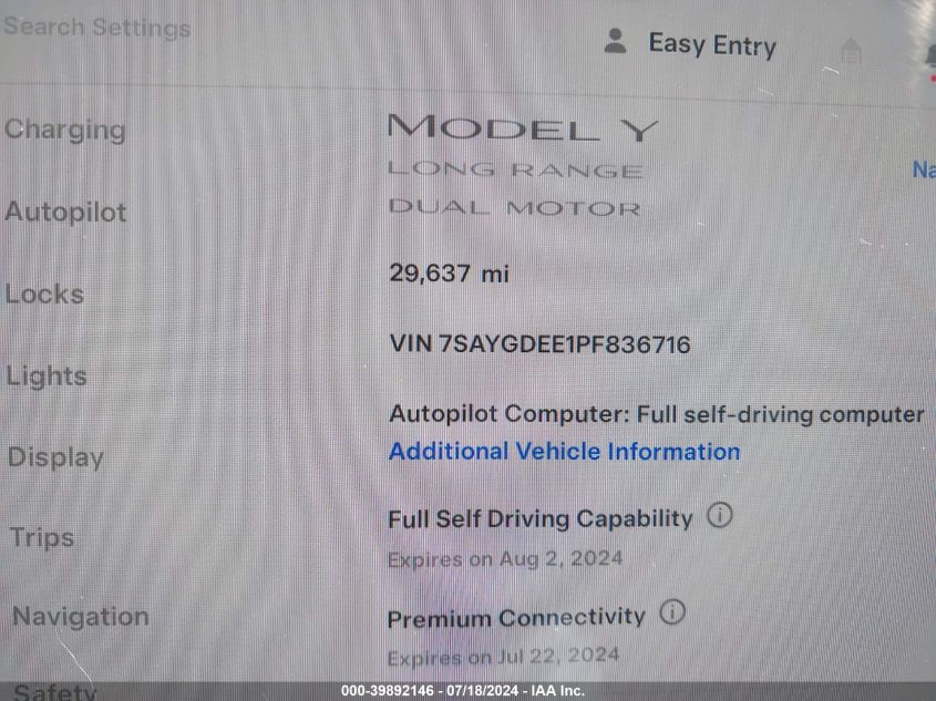 2023 TESLA MODEL Y AWD/LONG RANGE DUAL MOTOR ALL-WHEEL DRIVE - 7SAYGDEE1PF836716