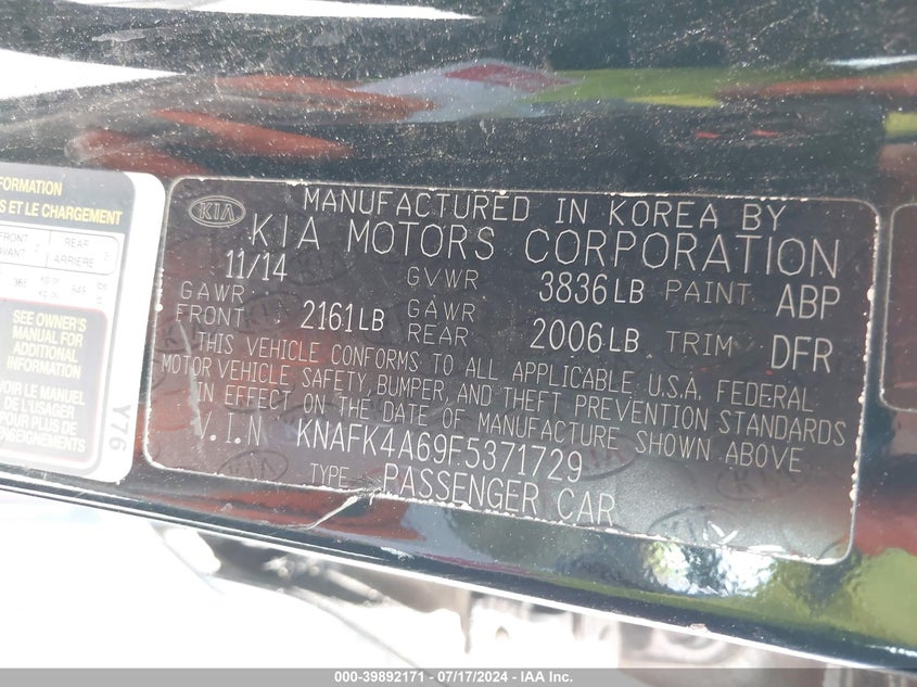 2015 KIA FORTE LX - KNAFK4A69F5371729